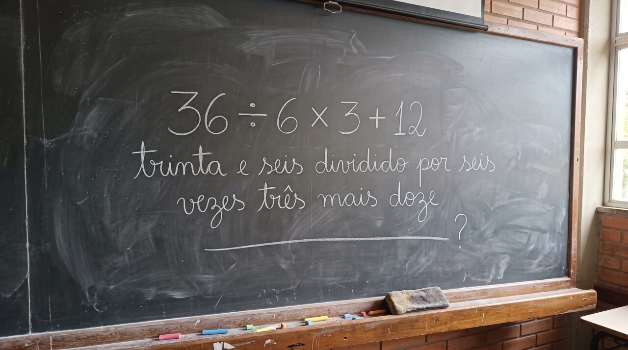 Você ainda lembra das aulas da 5ª série? Este desafio rápido vai testar sua memória: 36 ÷ 6 × 3 + 12