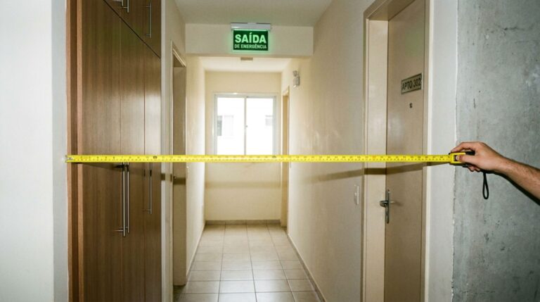 Família retorna de viagem e descobre que um armário colocado pelo vizinho passou a ocupar parte do corredor comum diante de sua porta