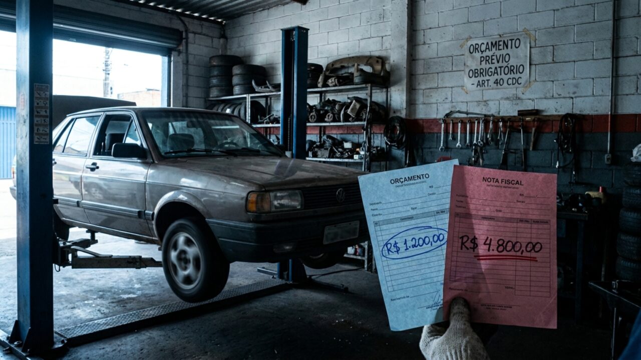 Motorista autoriza conserto de R$ 1.200, oficina desmonta outras partes do carro sem avisar e exige R$ 4.800 para devolver o veículo que já estava retido havia duas semanas