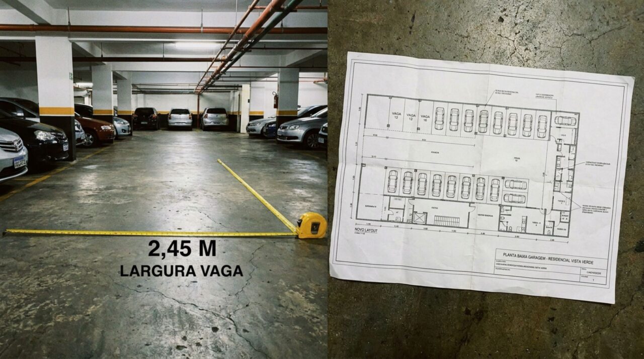 Casal volta das férias e encontra as faixas da garagem repintadas e sua vaga ficou mais estreita depois da mudança feita pelo condomínio