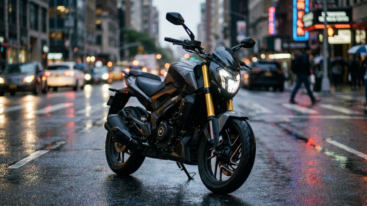 A naked de 17 cv reúne peso contido, tanque de 12 litros e componentes de ciclística normalmente associados a motocicletas maiores. Ela é a Bajaj Dominar NS160, equipada com motor de 160,3 cm³, câmbio de cinco marchas, garfo invertido e ABS nas duas rodas. Qual é a naked de 17 cv com painel conectado? A motocicleta é a Bajaj Dominar NS160, produzida no Brasil e movida somente a gasolina. Sua proposta combina dimensões adequadas ao trânsito urbano, visual sem carenagem integral e recursos eletrônicos voltados à informação e à segurança. O formato é contextualizado pelo verbete sobre motocicletas naked, sem usar essa referência para validar a ficha atual. Na prática, guidão, posição de pilotagem, assento e proteção contra o vento devem ser avaliados pessoalmente antes da escolha. Como o motor de 160,3 cm³ entrega 17 cv? O monocilíndrico SOHC de quatro tempos possui refrigeração a óleo, injeção eletrônica e duas velas. A potência máxima é de 17 cv a 9.000 rpm, enquanto o torque chega a 1,488 kgfm a 7.250 rpm. O câmbio de cinco marchas distribui a força entre arrancadas, retomadas e velocidade constante. Como os picos aparecem em rotações elevadas, reduções podem ser necessárias em ultrapassagens ou subidas, especialmente com passageiro e bagagem. Os números principais resumem o conjunto: .insight-cards{box-sizing:border-box;display:flex;flex-direction:column;gap:10px;width:100%;max-width:720px;margin:16px auto;font-family:'Georgia',serif;} .insight-cards .head{display:grid;grid-template-columns:1fr 1fr 1fr;gap:10px;padding:12px 16px;background:#5c3d1e;border-radius:14px;color:#fff;} .insight-cards .head span{font-size:11px;font-weight:800;text-transform:uppercase;letter-spacing:.06em;} .insight-cards .card{display:grid;grid-template-columns:1fr 1fr 1fr;gap:10px;align-items:start;background:#fff;border:1px solid #c9a96e;border-radius:14px;padding:14px 16px;box-shadow:0 6px 18px rgba(92,61,30,.08);} .insight-cards .cell{display:flex;flex-direction:column;gap:3px;} .insight-cards .main{font-size:14px;font-weight:700;color:#2d1e0f;line-height:1.35;} .insight-cards .sub{font-size:12px;color:#6b5a45;line-height:1.45;} .insight-cards .badge{display:inline-flex;align-items:center;border-radius:99px;padding:3px 10px;font-size:11px;font-weight:700;line-height:1.3;margin-top:4px;} .insight-cards .destaque{background:#e8f0fb;color:#244f7a;} .insight-cards .contexto{background:#faeeda;color:#854f0b;} .insight-cards .evidencia{background:#e1f5ee;color:#0f6e56;} .insight-cards .neutro{background:#f3ece3;color:#5c3d1e;} @media(max-width:640px){ .insight-cards .head{display:none;} .insight-cards .card{grid-template-columns:1fr;gap:0;padding:0;border-radius:18px;overflow:hidden;} .insight-cards .cell{padding:11px 14px;border-bottom:1px solid #f0e6d8;} .insight-cards .cell:last-child{border-bottom:none;} .insight-cards .cell::before{content:attr(data-col);display:block;font-size:10px;font-weight:800;color:#6b5a45;text-transform:uppercase;letter-spacing:.04em;margin-bottom:4px;} } Componente Dado oficial Leitura prática Motor 160,3 cm³ 17 cv Pico a 9.000 rpm Torque Monocilíndrico 1,488 kgfm Pico a 7.250 rpm Transmissão Acionamento manual Cinco marchas Relações para uso misto O peso de 152 kg favorece o uso urbano? Os 152 kg em ordem de marcha incluem fluidos e combustível nas condições definidas pela fabricante. Esse valor facilita comparar a NS160 com concorrentes, mas equilíbrio em baixa velocidade também depende da altura do assento, distribuição de massa e experiência do piloto. O chassi perimetral tem distância entre eixos de 1.372 mm e vão livre de 170 mm. O conjunto busca agilidade sem abandonar estabilidade, porém corredores estreitos, piso irregular e manobras inclinadas continuam exigindo atenção. O que garfo invertido e monochoque mudam na ciclística? O garfo dianteiro invertido busca maior rigidez na condução e precisão nas mudanças de direção. Atrás, o monochoque com reservatório Nitrox centraliza o trabalho da suspensão e controla os movimentos da roda traseira. Essas soluções não garantem conforto em qualquer piso. Calibragem dos pneus, carga, velocidade e estado do asfalto alteram as respostas. As rodas de 17 polegadas usam pneus sem câmara nas medidas 100/80 à frente e 130/70 atrás. Como funcionam ABS, painel Bluetooth e iluminação? O freio dianteiro usa disco de 300 mm, enquanto o traseiro possui disco de 230 mm; ambos contam com sistema ABS. O recurso reduz a tendência de travamento, mas não encurta toda frenagem nem supera os limites de aderência. O painel digital possui conexão Bluetooth, e a entrada USB permite alimentar dispositivos compatíveis. Farol Full LED com acionamento automático completa o pacote. O motociclista deve configurar funções apenas com a moto parada e manter atenção integral ao trânsito. Os equipamentos atuam em áreas diferentes: .bullet-list{box-sizing:border-box;display:flex;flex-direction:column;gap:8px;width:100%;max-width:680px;margin:16px auto;font-family:'Georgia',serif;} .bullet-list .bl-item{display:flex;align-items:flex-start;gap:12px;padding:10px 14px;border-left:3px solid #c9a96e;background:#fff;} .bullet-list .bl-dot{display:flex;align-items:center;justify-content:center;width:22px;height:22px;min-width:22px;border-radius:50%;background:#5c3d1e;margin-top:2px;} .bullet-list .bl-dot span{font-size:8px;color:#f5ece0;line-height:1;} .bullet-list .bl-text{font-size:14px;color:#2d1e0f;line-height:1.55;} ● ABS atua nos discos dianteiro e traseiro ● Painel digital oferece conexão Bluetooth ● Entrada USB auxilia no carregamento de dispositivos ● Farol Full LED permanece ligado automaticamente Para quem a Bajaj Dominar NS160 faz sentido? A Dominar NS160 atende quem procura uma naked para deslocamentos urbanos, trajetos rodoviários ocasionais e equipamentos acima do básico. O tanque de 12 litros ajuda no uso misto, mas a Bajaj não divulga autonomia oficial na página do modelo. A ficha oficial da Bajaj Dominar NS160 reúne especificações atualizadas. Antes da compra, posição de pilotagem, rede de assistência, seguro, revisões, preço e disponibilidade devem pesar tanto quanto potência, peso e lista de equipamentos.