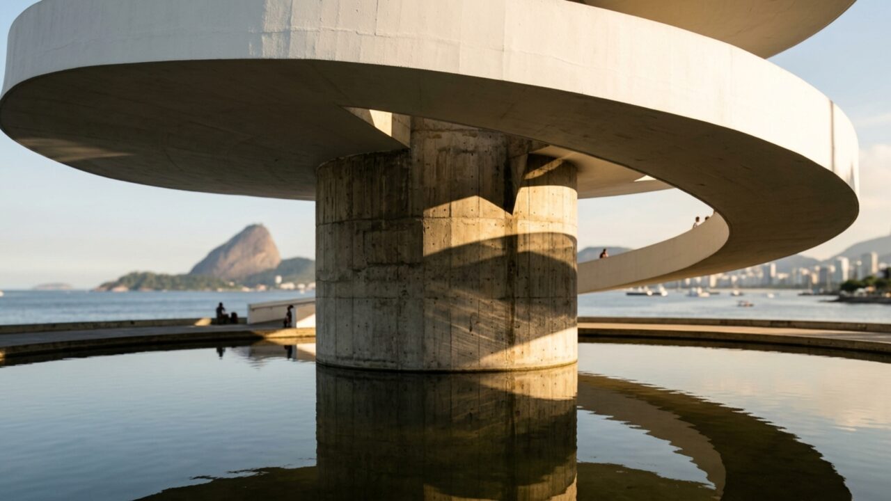 Desenhado por Oscar Niemeyer e inaugurado em 1996 com 16 metros de altura, 50 metros de diâmetro e estrutura apoiada praticamente sobre um único ponto, o “disco voador” de concreto virou símbolo de Niterói
