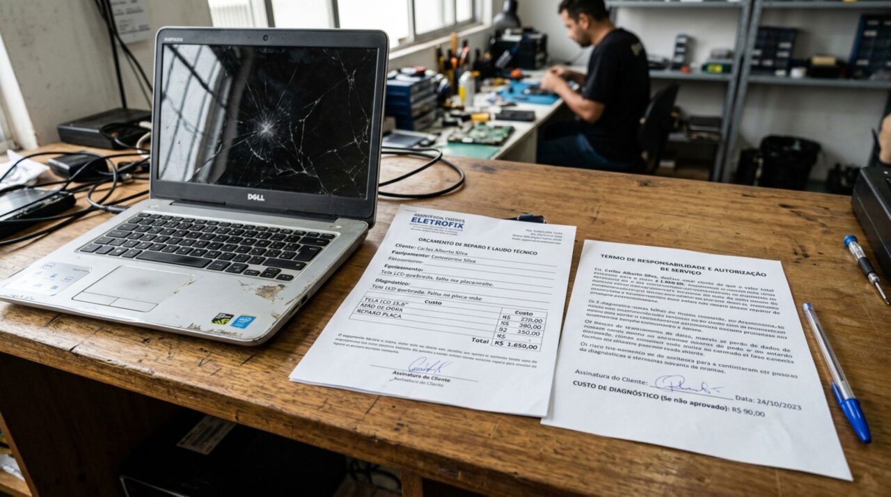 Trabalhador deixa notebook da empresa cair durante o expediente e, no mês seguinte, percebe parcelas do equipamento descontadas do salário, gestor diz que todo dano deve ser pago pelo funcionário e caso vai parar no RH