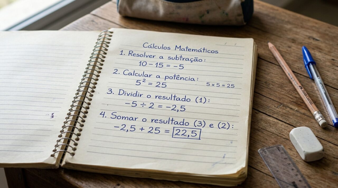 Só 1 em cada 10 brasileiros conseguem resolver (10 - 15) ÷ 2 + 5² de primeira