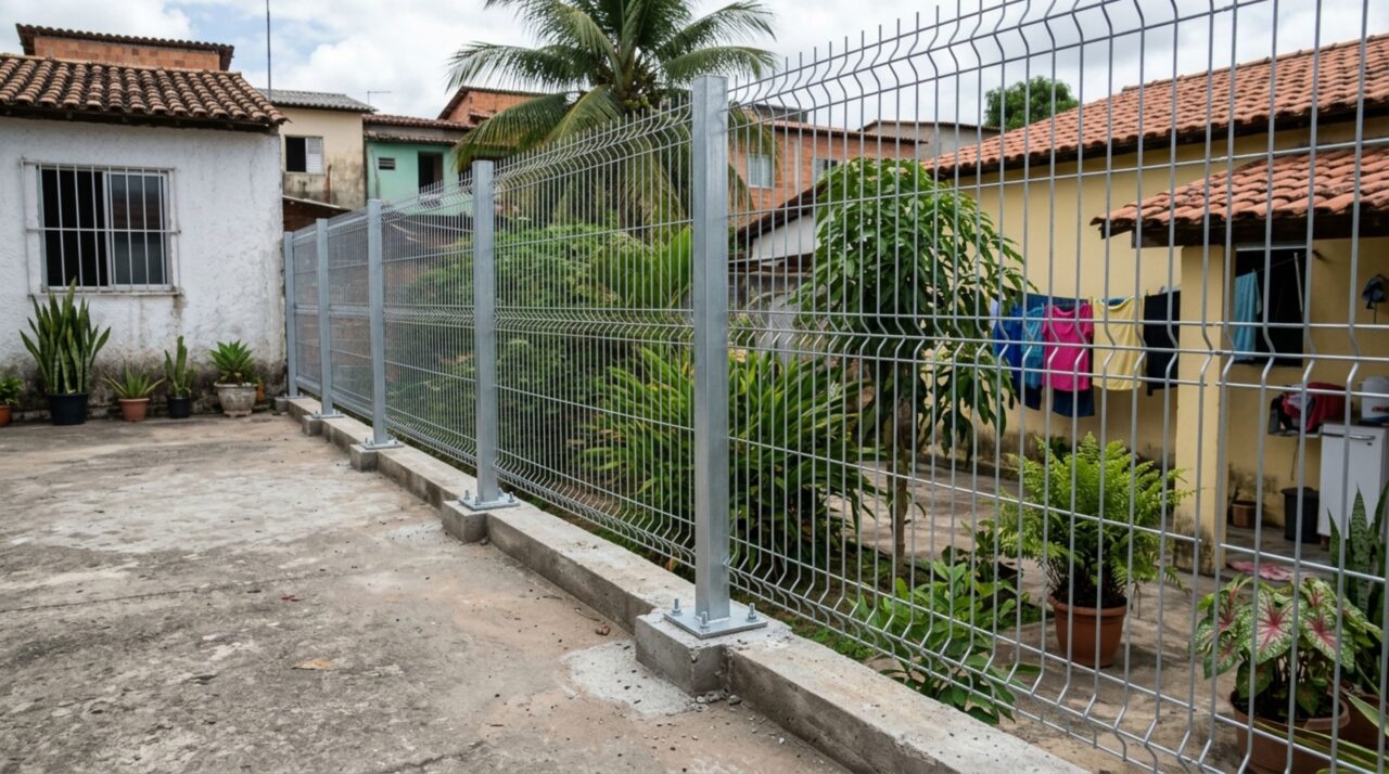 Casal retorna do fim de semana e descobre que vizinho substituiu sozinho o muro antigo por uma cerca metálica que retirava toda a privacidade entre os terrenos, casal exige reconstrução de muro antigo