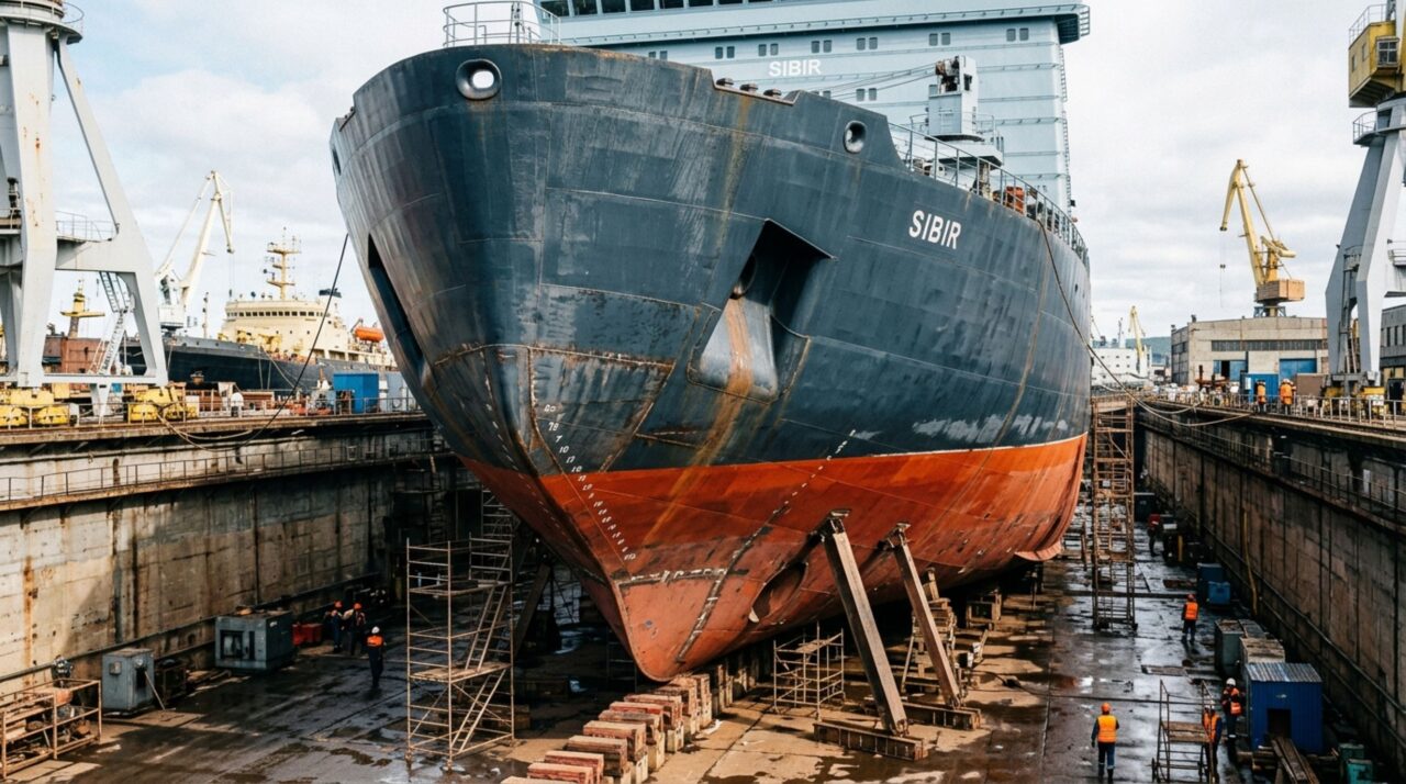 Formato especial e reforçado do casco permite ao navio subir sobre a camada congelada e fraturá-la pelo peso