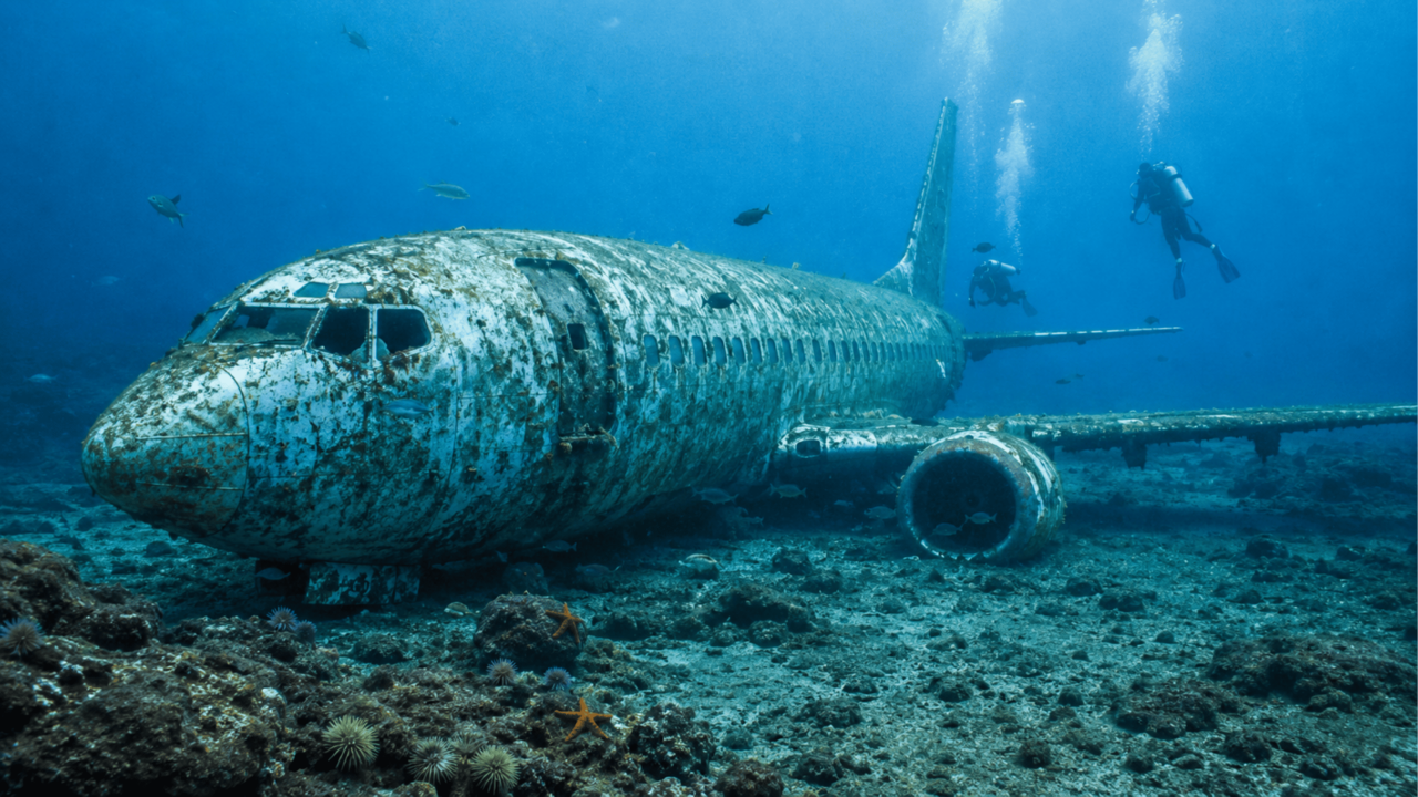 O Canadá colocou um Boeing 737 aposentado no fundo do mar próximo à Ilha de Vancouver; O jato de 30 metros agora está a quase 90 pés de profundidade como recife artificial para a vida marinha