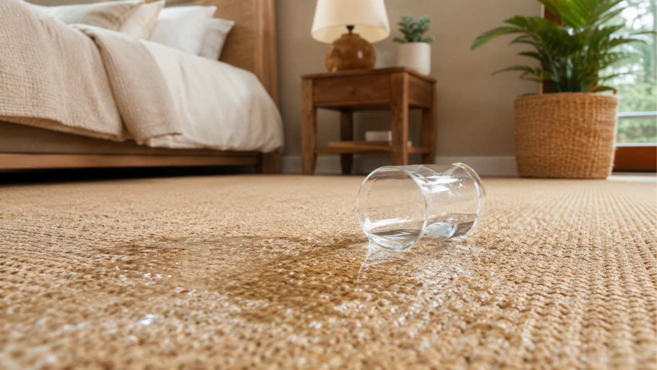 O piso de sisal no quarto parecia perfeito, mas um simples copo derramado revelou seu maior problema