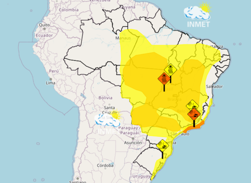 Inmet alerta para ventos de até 100 km/h no Sudeste