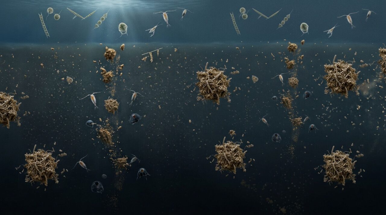 A combinação entre decomposição da matéria orgânica, consumo biológico e renovação lenta da água ajuda a manter o mínimo de oxigênio nas profundidades intermediárias