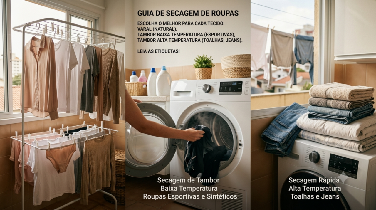 Os tipos de secagem de roupa e qual é recomendado para cada situação