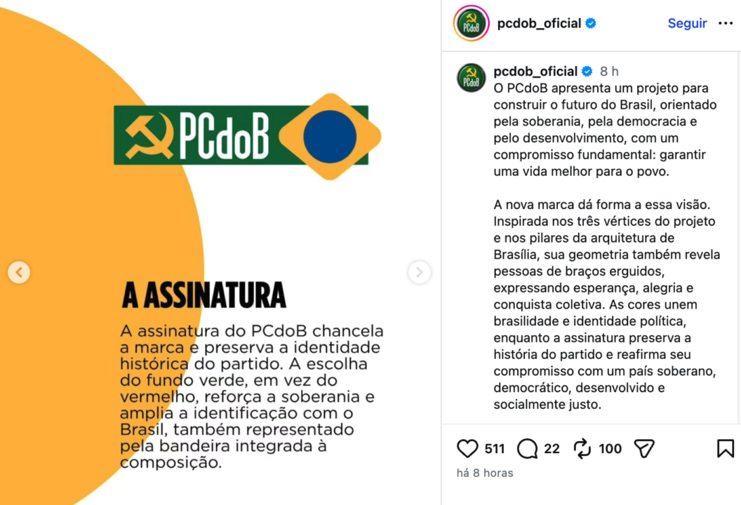 PCdoB adota verde e amarelo em nova identidade visual