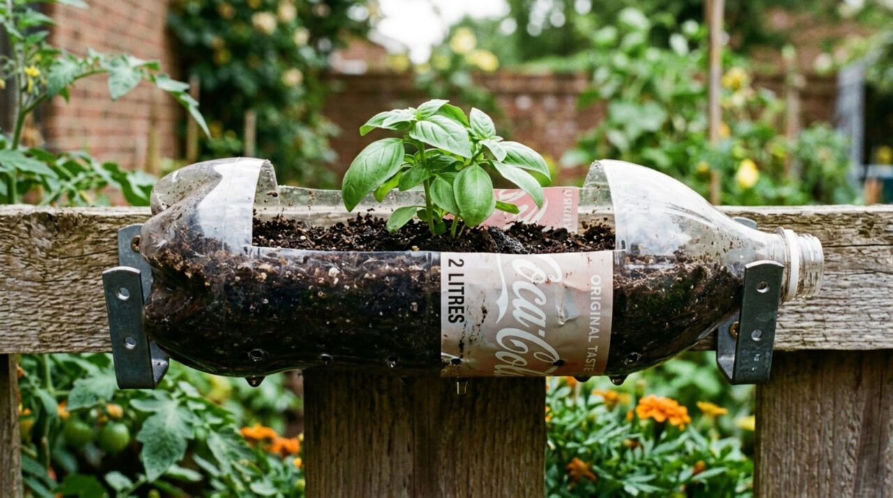 Como eu transformei garrafas PET em uma horta vertical com aparência de jardim planejado
