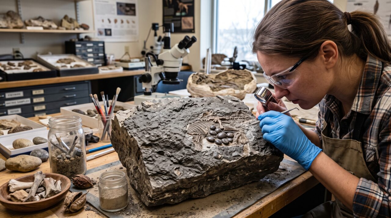 Pedras no estômago entregaram um dinossauro bebê escondido numa rocha e o exame revelou os primeiros ossos de crânio de dinossauro achados na Coreia do Sul