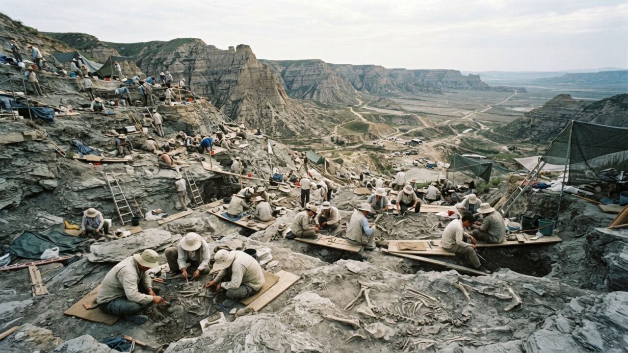 Um fóssil de 125 milhões de anos preservou um mamífero atacando um dinossauro com três vezes sua massa porque um fluxo vulcânico enterrou os dois durante a luta