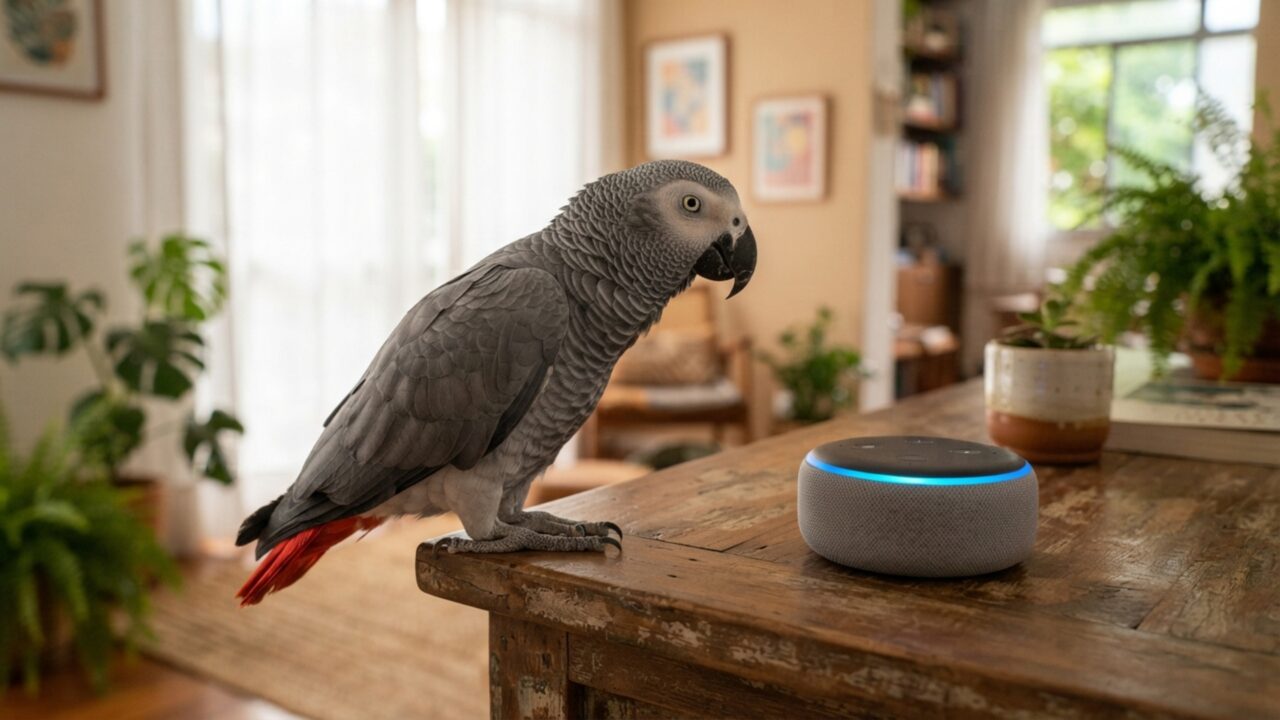 Papagaio de estimação decora comandos, aciona a Alexa durante a tarde e compra lixadeira elétrica e galões de tinta na conta do dono sem que ninguém perceba