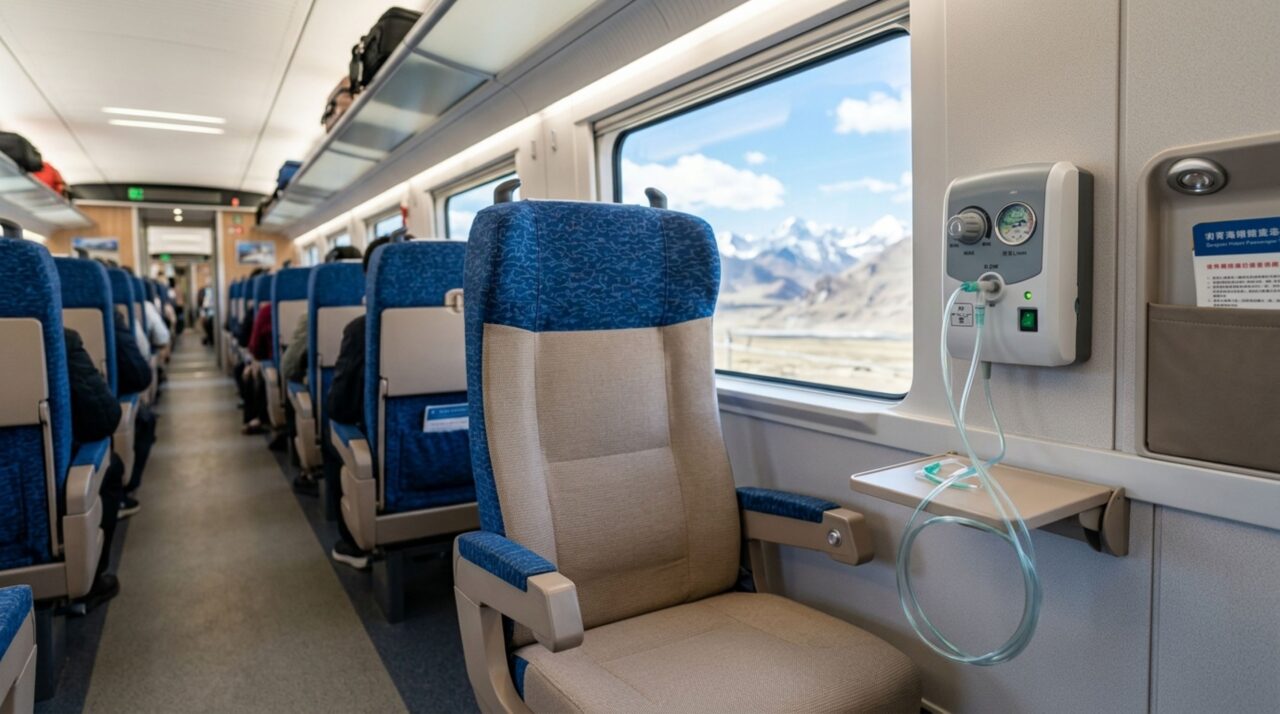 Sistema individual de oxigenio para passageiros nos vagoes da Ferrovia Qinghai-Tibet