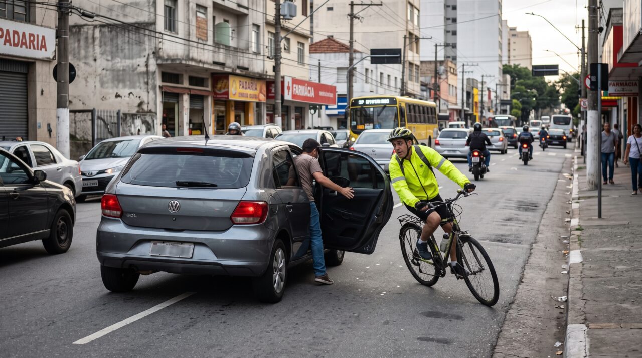 Responsabilidade do motorista por infração do passageiro ao abrir a porta do carro