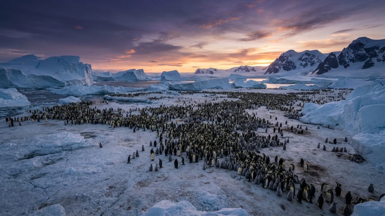 Até 10 pinguins-imperadores se apertam em um metro quadrado para reduzir pela metade a perda de calor