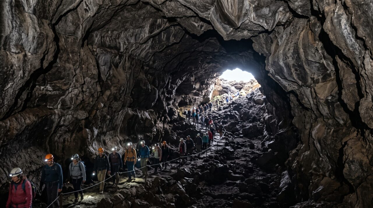 Rios de lava deixaram túneis vazios sob o solo e um deles pode ser atravessado por cerca de 240 metros
