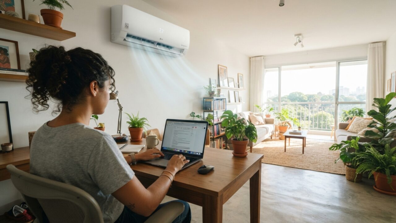 Jovem compra ar-condicionado Inverter com Wi-Fi, descobre função oculta no aplicativo que reduz o consumo na conta de luz em R$ 80 mensais