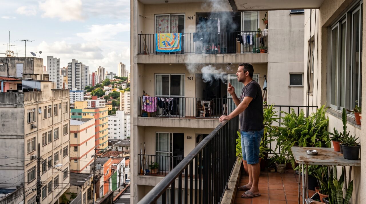 Fumaça de cigarro da varanda do vizinho invadindo o apartamento de cima e as regras do direito de vizinhança.