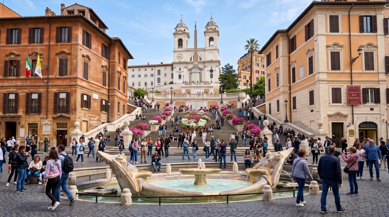 Turista senta nas famosas escadarias da Piazza di Spagna em Roma para comer um lanche rápido e recebe uma multa de mais de mil reais da polícia local