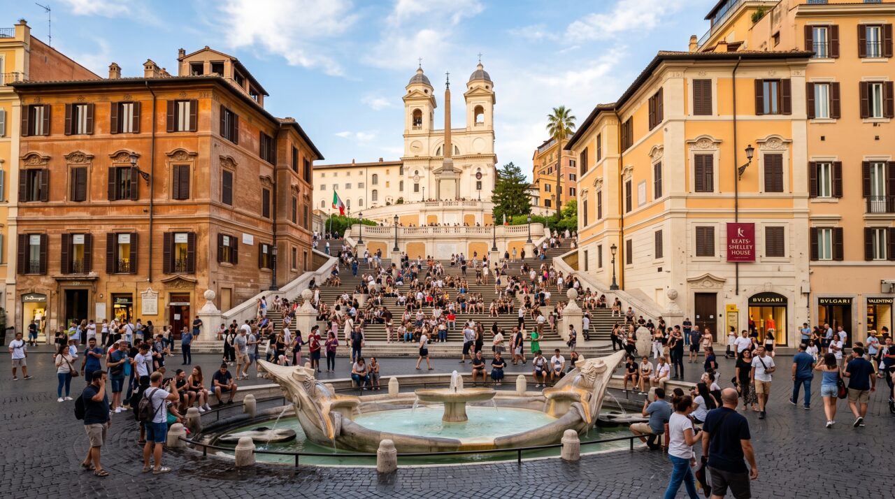 Turista multado por comer na escadaria da Piazza di Spagna em Roma