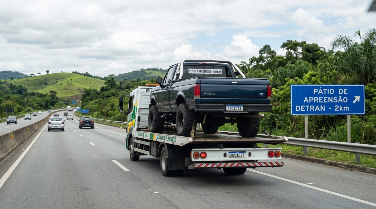 Dono de picape gasta R$ 8 mil em suspensão esportiva para viagem de férias, mas tem o veículo removido para o pátio por não ter legalizado a modificação no Detran