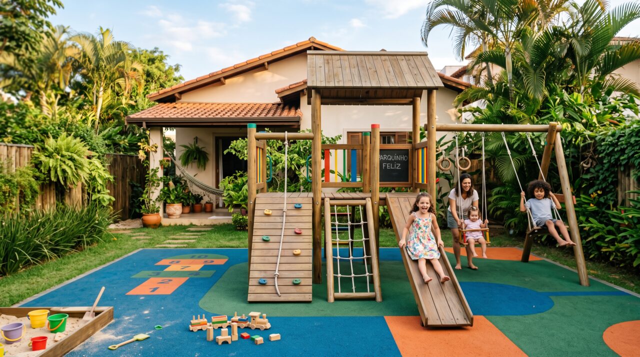 Preço e detalhes para transformar o quintal em um playground seguro com piso emborrachado em 2026.