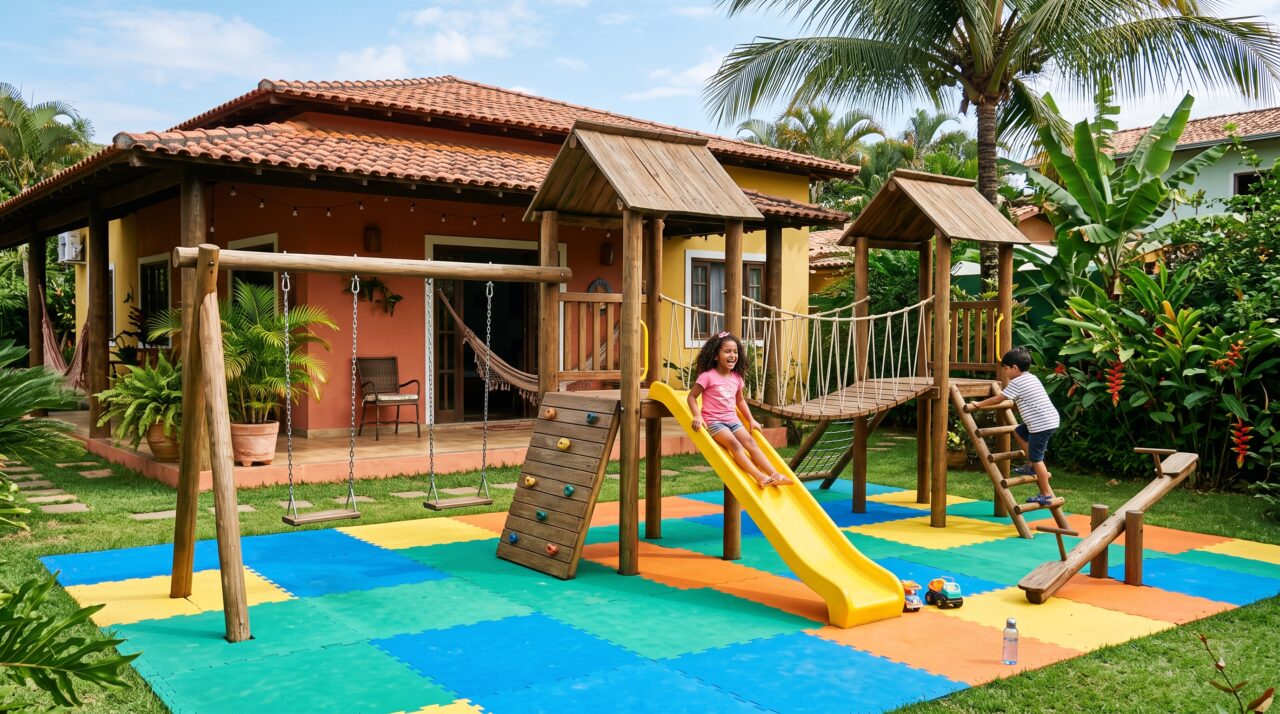 Quanto custa transformar o quintal em um playground seguro com piso emborrachado em 2026?