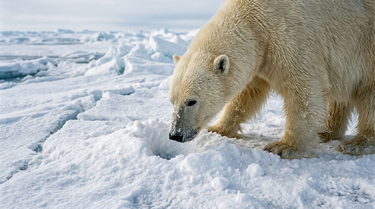 O olfato ajuda o urso-polar a localizar áreas onde focas podem estar escondidas sob a neve antes de tentar um ataque de curta distância