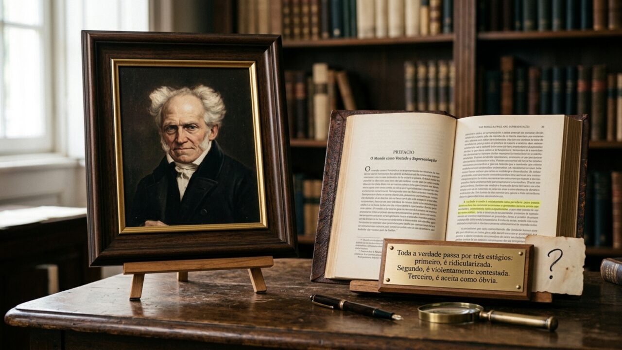 Arthur Schopenhauer e a frase atribuída a ele: “Toda verdade passa por três estágios: primeiro é ridicularizada; segundo é violentamente rejeitada; terceiro é aceita como autoevidente.”