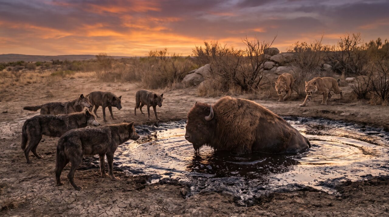 Mamutes e preguiças presos em Los Angeles atraíam predadores para o mesmo asfalto pegajoso, e armadilhas entre 11 mil e 50 mil anos atrás deixaram carnívoros como lobos-terríveis e tigres-dentes-de-sabre desproporcionalmente abundantes em La Brea