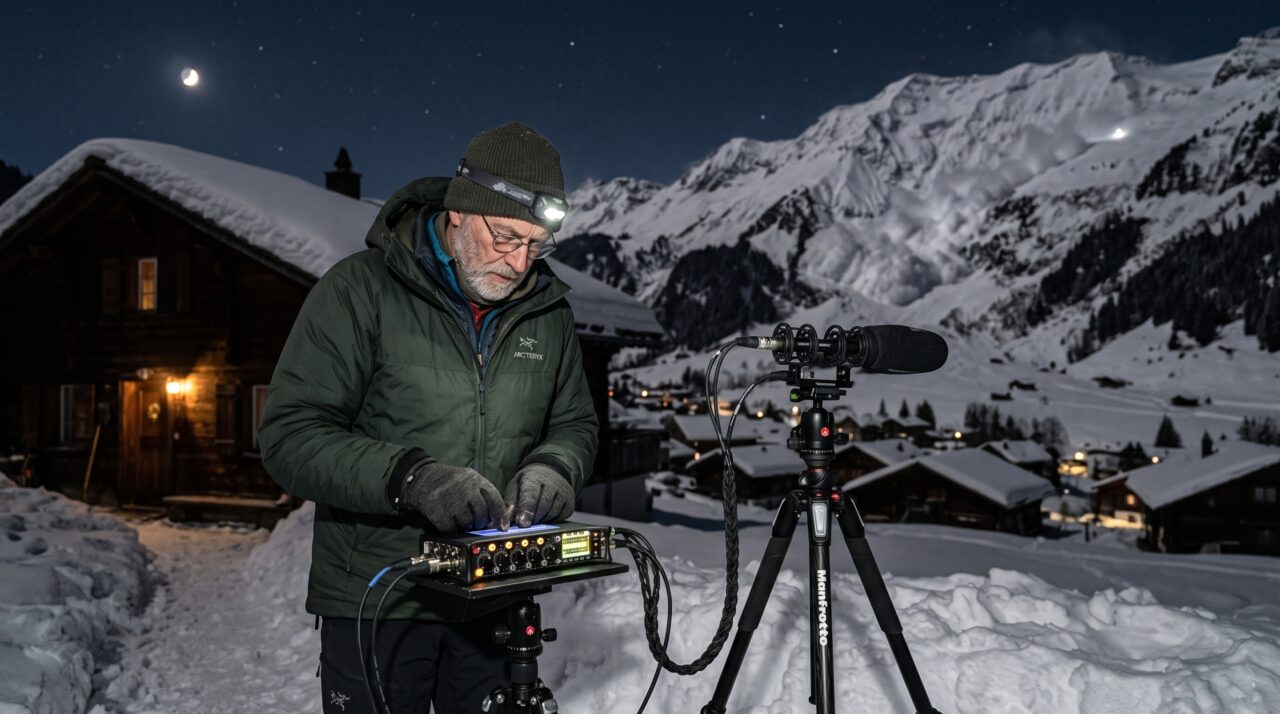 Professor se muda para uma vila quase deserta nos Alpes e passa o inverno registrando os sons de avalanches que descem pela montanha durante a madrugada