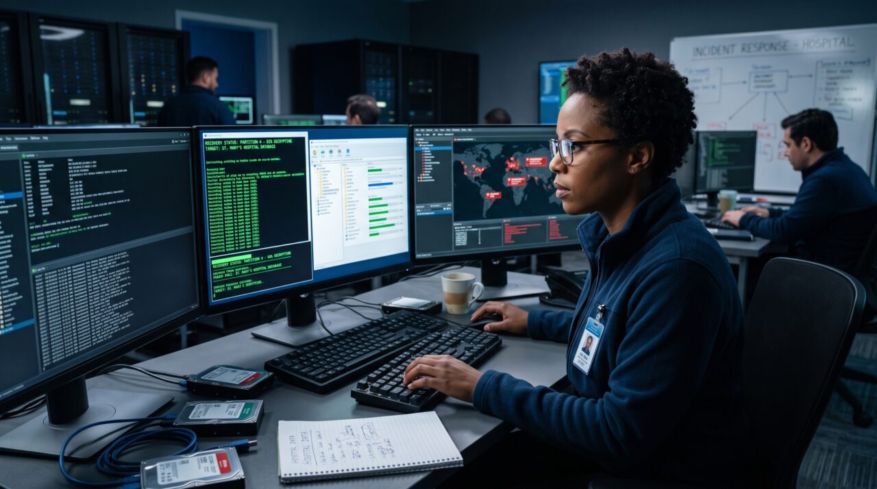 O trabalho e os custos de contratar um negociador de ransomware para salvar sistemas de hospitais invasão por hackers.