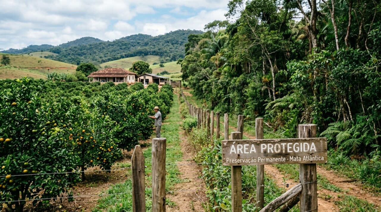 Família compra fazenda com trecho de mata nativa, decide abrir espaço para ampliar o pomar e só depois descobre que cortar árvores dentro da própria propriedade pode depender de autorização