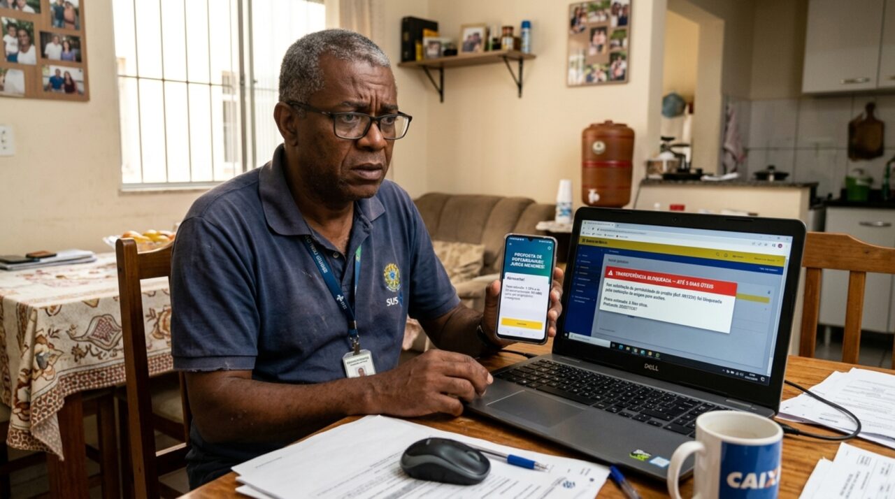 Servidor público pede portabilidade do consignado para banco com juros menores e descobre que o órgão pode bloquear a transferência por até 5 dias úteis fazendo o novo banco desistir da oferta