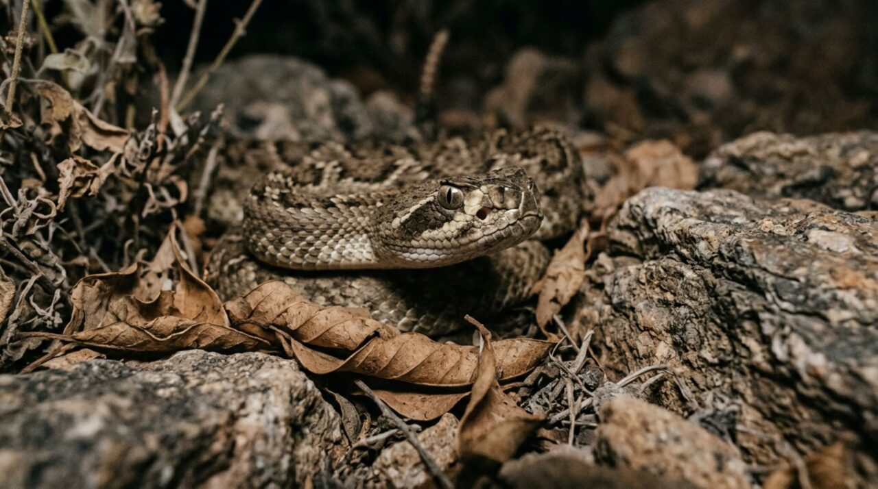 A cascavel Crotalus durissus utilizando suas fossetas loreais para detecção de calor no escuro