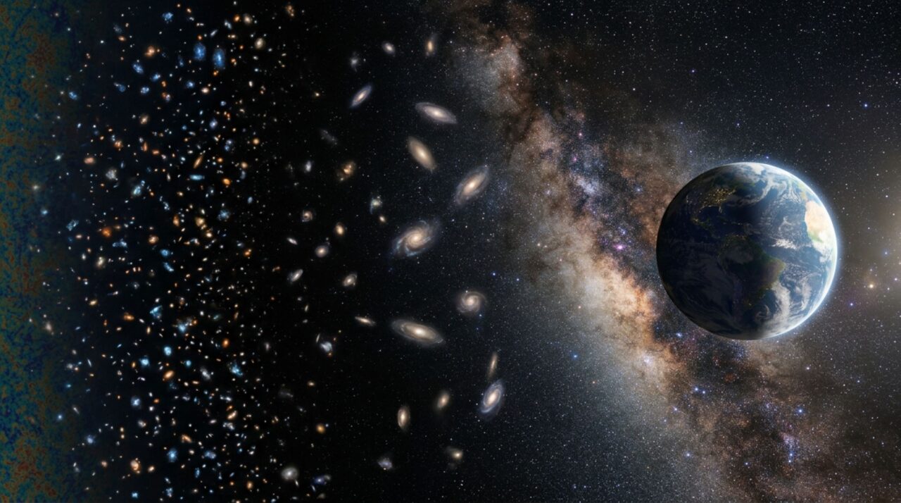Entre as curiosidades do universo, olhar para galáxias distantes significa observar luz que iniciou sua viagem bilhões de anos no passado