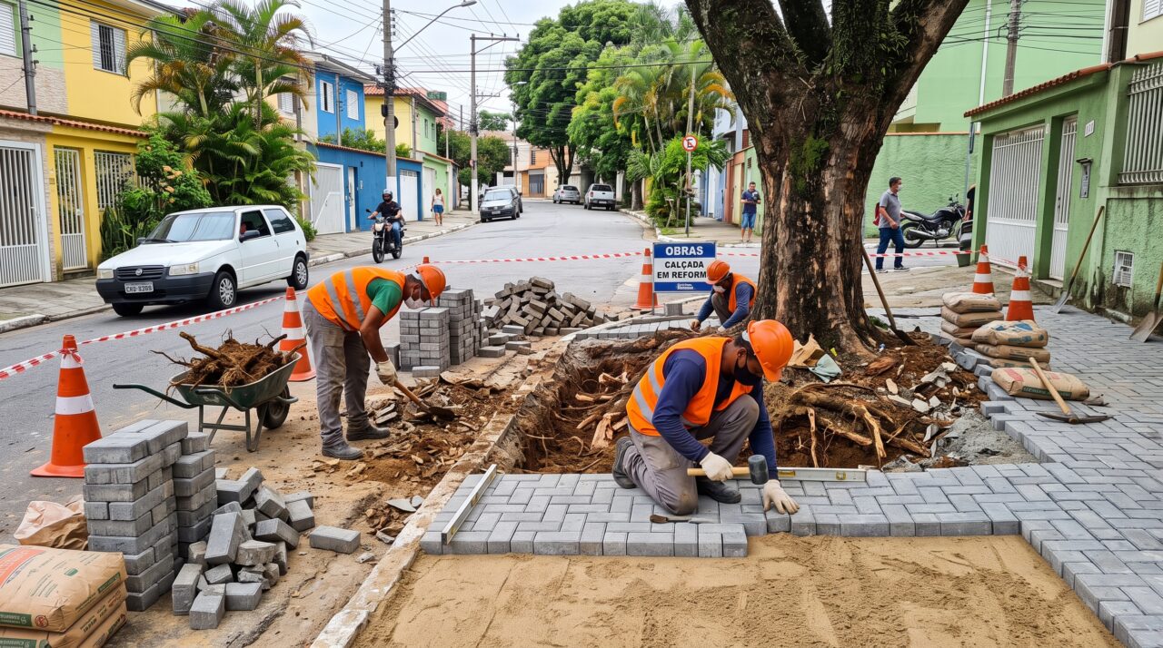 Quanto custa refazer 15 m² de calçada quebrada pela raiz de árvore e evitar multas da prefeitura em 2026?
