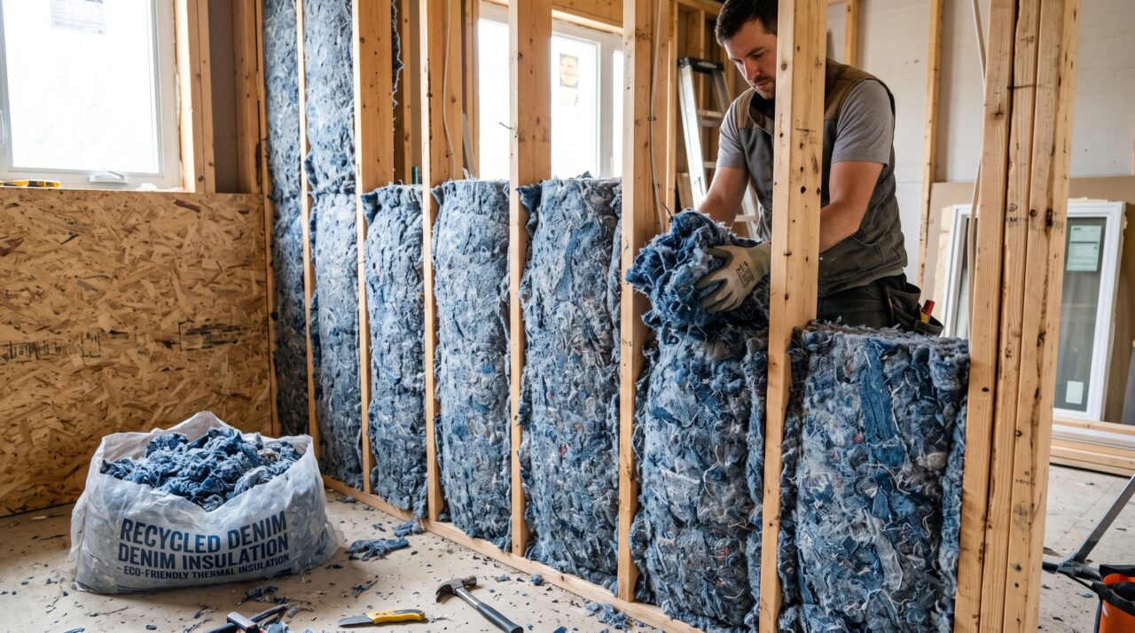 Isolamento térmico ecológico com tecido jeans reciclado