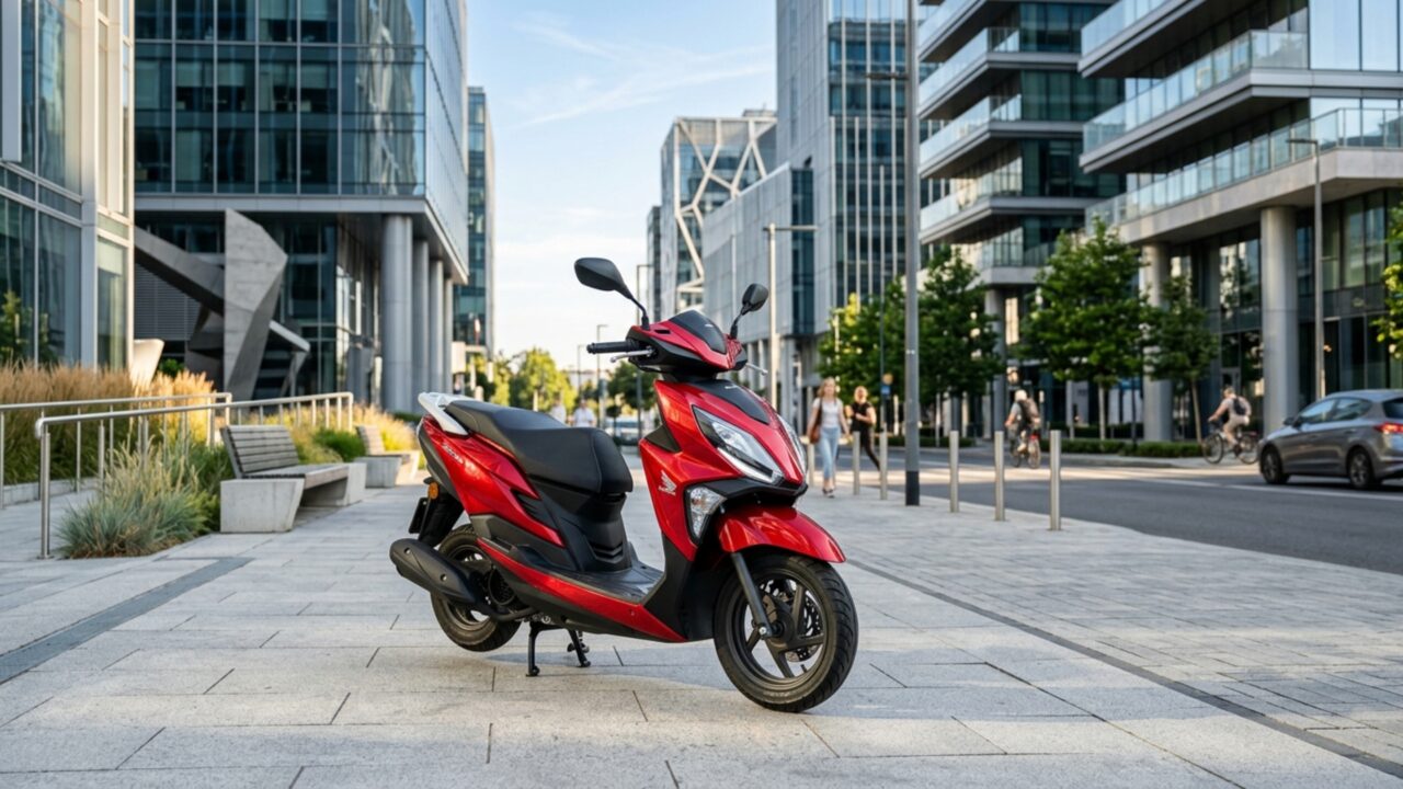 Scooter de 100 kg guarda um capacete em 19,7 litros e permite abastecer sem levantar o banco ou sair do assento