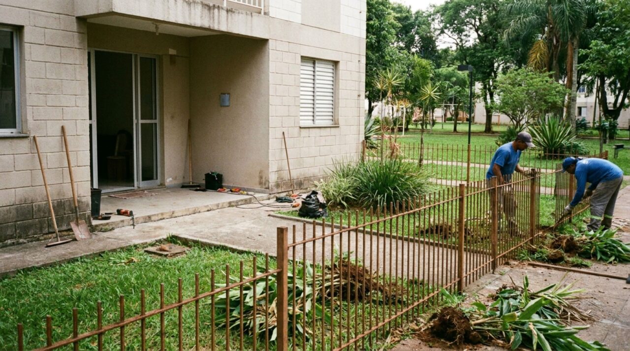 Família cerca jardim em frente ao apartamento térreo e cuida da área por dez anos, achando que ela fazia parte da unidade, mas nova síndica verifica a matrícula e descobre que o gramado é área comum