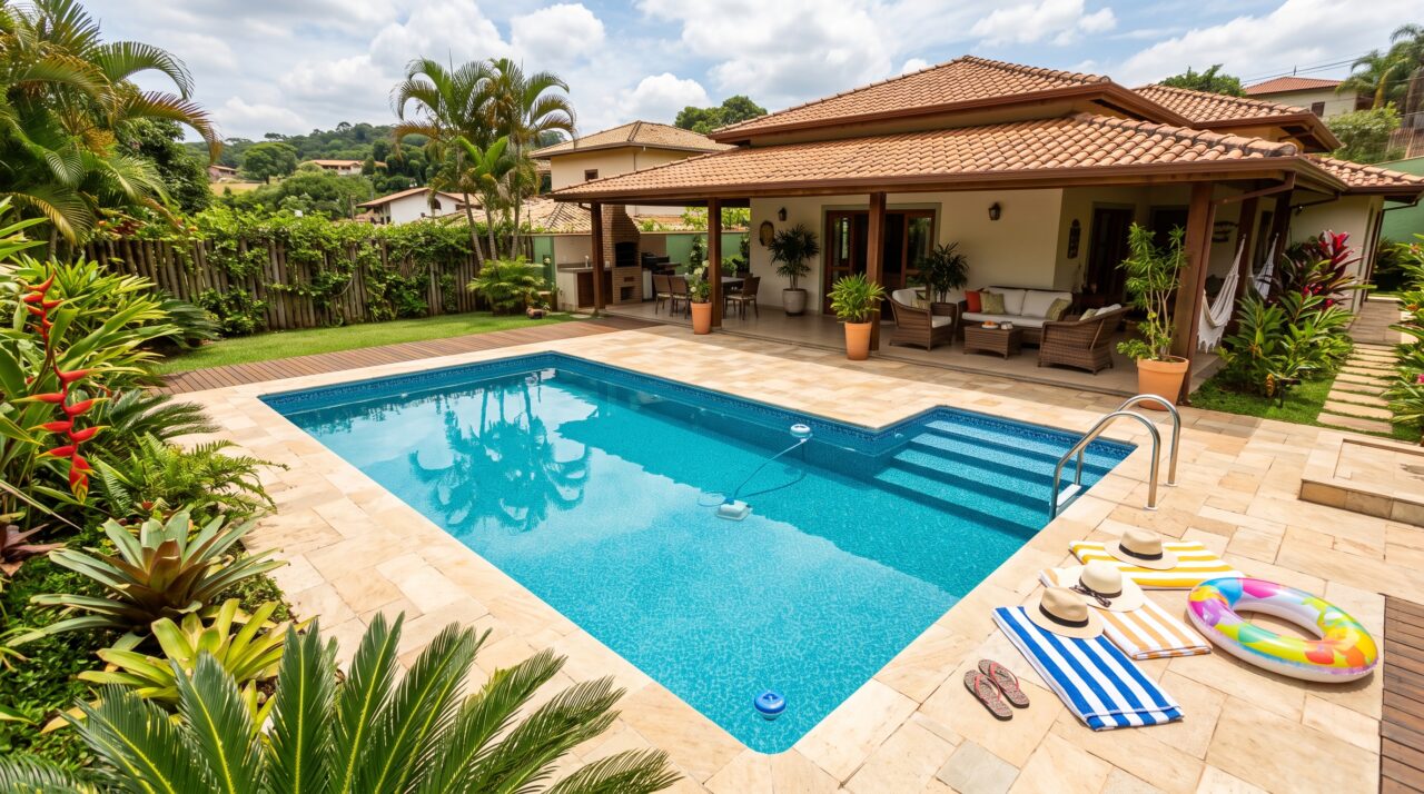 Custo do conserto de vazamento e troca de bolsão de vinil em piscina 4x8m.