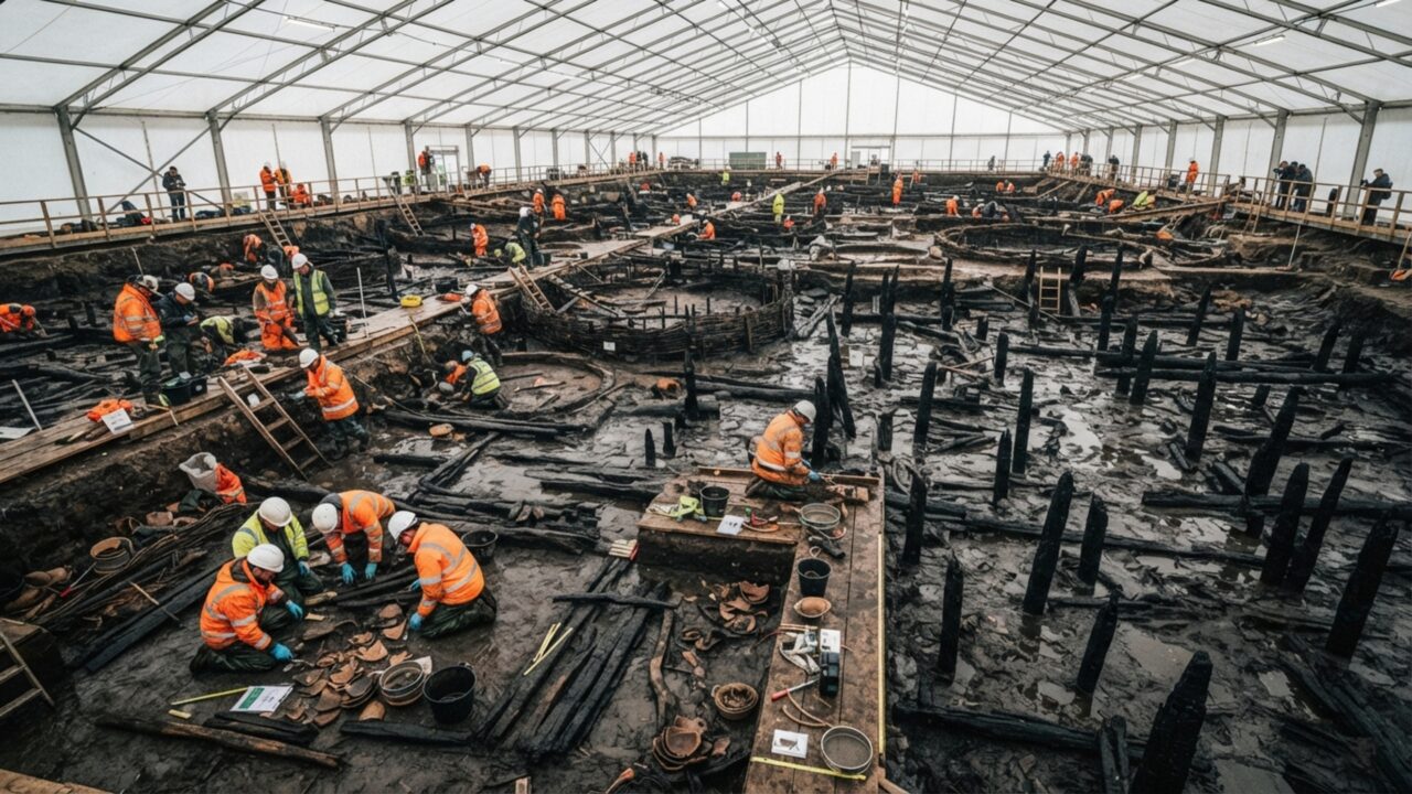 Um incêndio destruiu esta casa da Idade do Bronze cerca de um ano após a construção, mas o rio preservou até comida dentro das tigelas