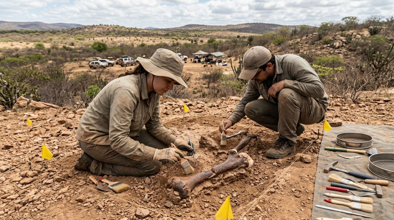 O trabalho de campo e a preservação de fragmentos fósseis descobertos no interior do estado