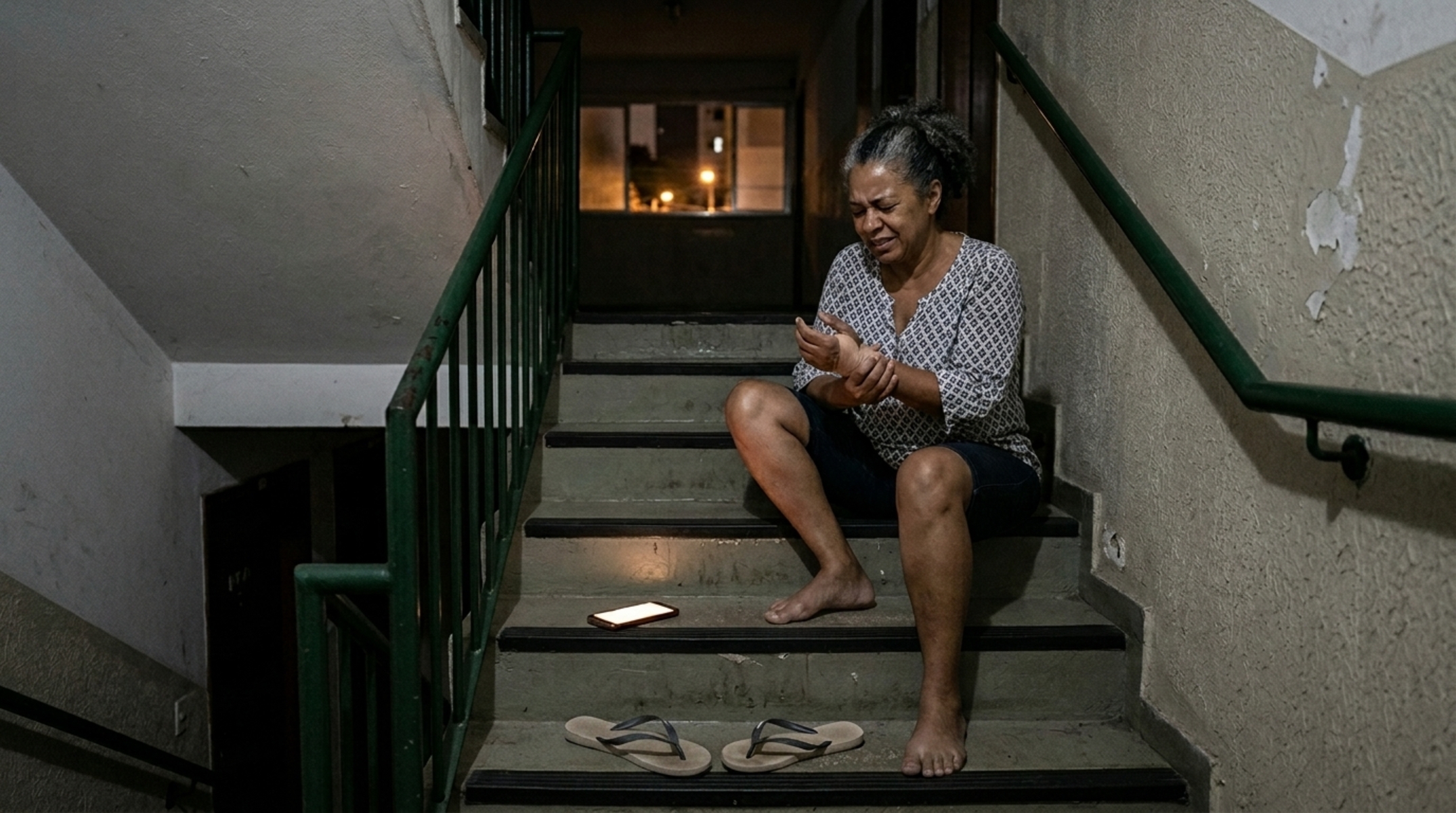 Síndico corta a energia da área comum do prédio às 22h para economizar e moradora cai na escada escura e processa o condomínio por danos morais e materiais