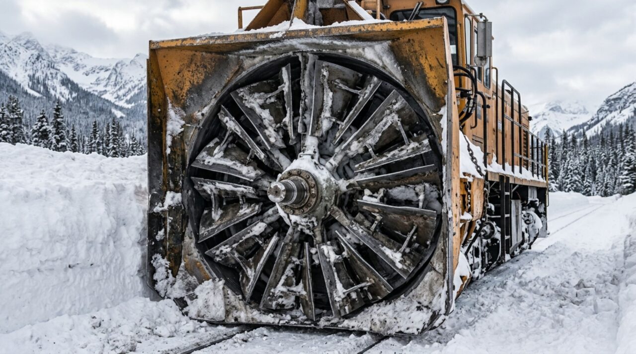 Roda frontal de corte e lâminas do limpa-neve rotativo