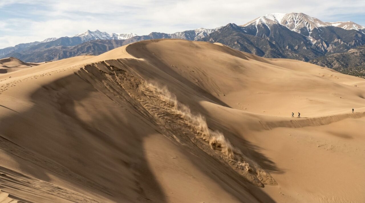 Uma avalanche de areia no Colorado consegue produzir um zumbido grave que parece sair de dentro da própria duna, e o som nasce quando milhões de grãos entram em movimento quase sincronizado